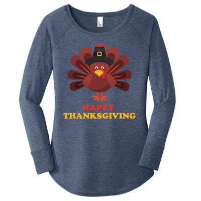 Happy Thanksgiving Turkey Holiday Festive Women's Perfect Tri Tunic Long Sleeve Shirt