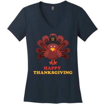 Happy Thanksgiving Turkey Holiday Festive Women's V-Neck T-Shirt