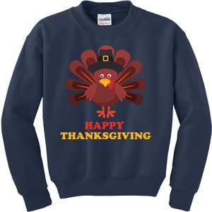 Happy Thanksgiving Turkey Holiday Festive Kids Sweatshirt