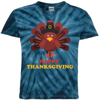 Happy Thanksgiving Turkey Holiday Festive Kids Tie-Dye T-Shirt