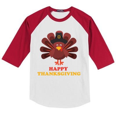 Happy Thanksgiving Turkey Holiday Festive Kids Colorblock Raglan Jersey