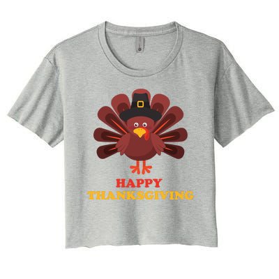 Happy Thanksgiving Turkey Holiday Festive Women's Crop Top Tee