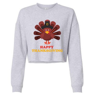 Happy Thanksgiving Turkey Holiday Festive Cropped Pullover Crew