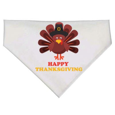 Happy Thanksgiving Turkey Holiday Festive USA-Made Doggie Bandana