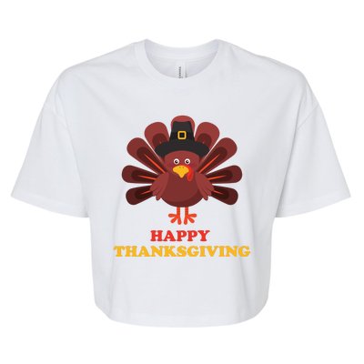 Happy Thanksgiving Turkey Holiday Festive Bella+Canvas Jersey Crop Tee