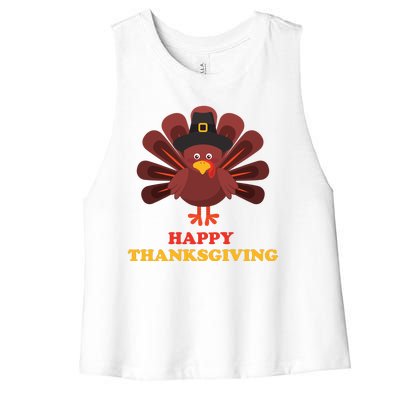 Happy Thanksgiving Turkey Holiday Festive Women's Racerback Cropped Tank