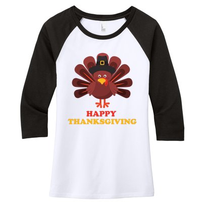 Happy Thanksgiving Turkey Holiday Festive Women's Tri-Blend 3/4-Sleeve Raglan Shirt