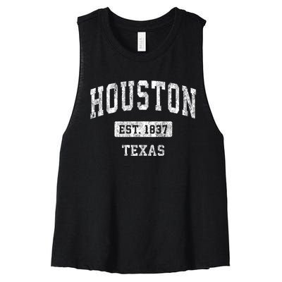 Houston Texas Tx Vintage Sports Women's Racerback Cropped Tank