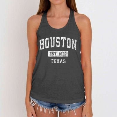 Houston Texas Tx Vintage Sports Women's Knotted Racerback Tank