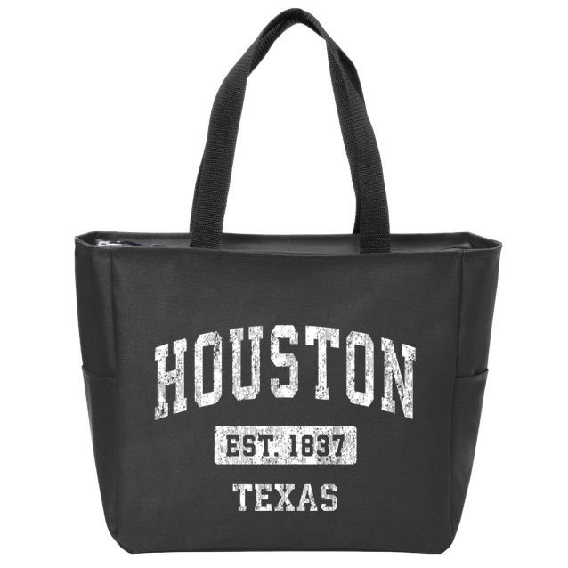Houston Texas Tx Vintage Sports Zip Tote Bag