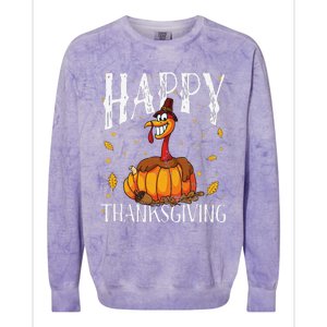 Happy Thanksgiving Turkey Pumpkin Colorblast Crewneck Sweatshirt