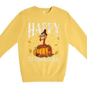 Happy Thanksgiving Turkey Pumpkin Premium Crewneck Sweatshirt