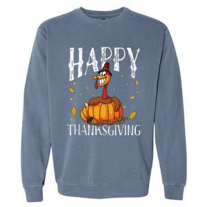 Happy Thanksgiving Turkey Pumpkin Garment-Dyed Sweatshirt