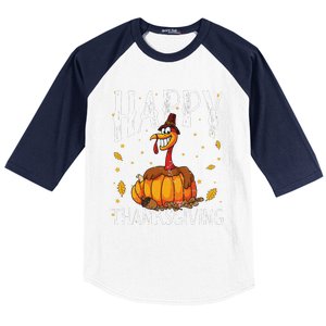 Happy Thanksgiving Turkey Pumpkin Baseball Sleeve Shirt