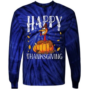 Happy Thanksgiving Turkey Pumpkin Tie-Dye Long Sleeve Shirt