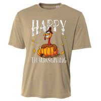 Happy Thanksgiving Turkey Pumpkin Cooling Performance Crew T-Shirt