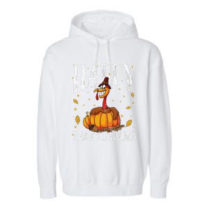 Happy Thanksgiving Turkey Pumpkin Garment-Dyed Fleece Hoodie