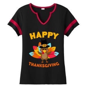 Happy Thanksgiving Thanksgiving Day Ladies Halftime Notch Neck Tee