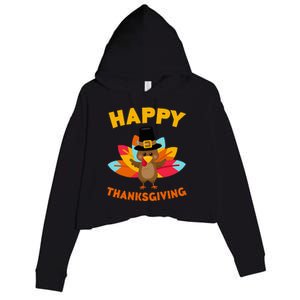 Happy Thanksgiving Thanksgiving Day Crop Fleece Hoodie