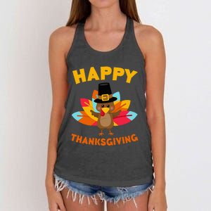 Happy Thanksgiving Thanksgiving Day Women's Knotted Racerback Tank