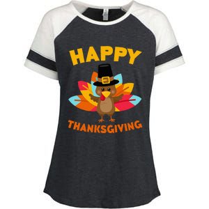 Happy Thanksgiving Thanksgiving Day Enza Ladies Jersey Colorblock Tee