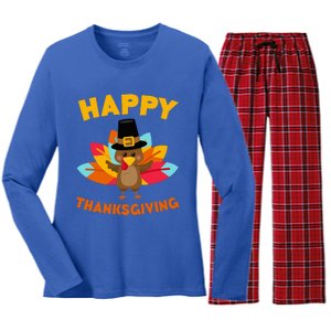 Happy Thanksgiving Thanksgiving Day Women's Long Sleeve Flannel Pajama Set 