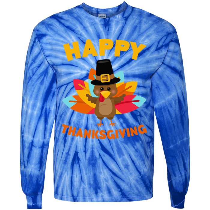 Happy Thanksgiving Thanksgiving Day Tie-Dye Long Sleeve Shirt