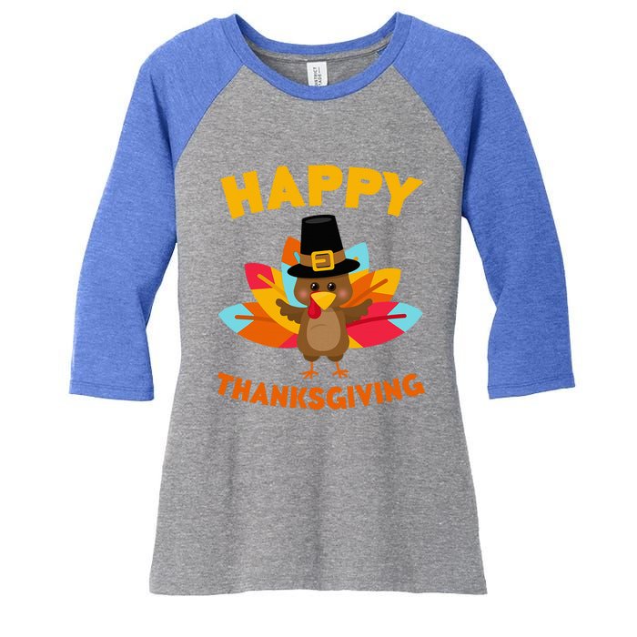 Happy Thanksgiving Thanksgiving Day Women's Tri-Blend 3/4-Sleeve Raglan Shirt