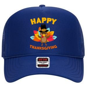 Happy Thanksgiving Thanksgiving Day High Crown Mesh Back Trucker Hat