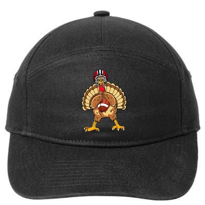 Happy Thanksgiving Turkey Playing Football Dad 7-Panel Snapback Hat