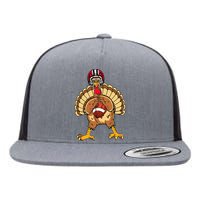 Happy Thanksgiving Turkey Playing Football Dad Flat Bill Trucker Hat