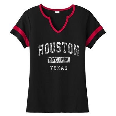 Houston Texas Tx Vintage Established Sports Ladies Halftime Notch Neck Tee