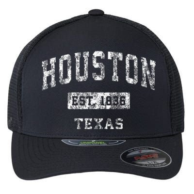 Houston Texas Tx Vintage Established Sports Flexfit Unipanel Trucker Cap