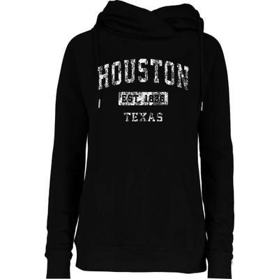 Houston Texas Tx Vintage Established Sports Womens Funnel Neck Pullover Hood