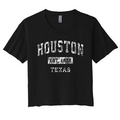 Houston Texas Tx Vintage Established Sports Women's Crop Top Tee