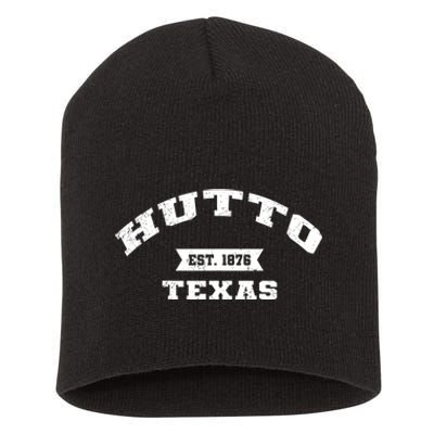 Hutto Texas Tx Vintage Athletic Sports Established Short Acrylic Beanie