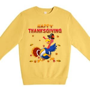 Happy Thanksgiving Turkey Volleyball Ball Autumn Fall Vibes Gift Premium Crewneck Sweatshirt