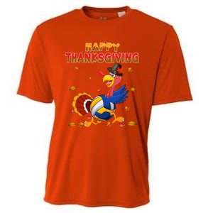 Happy Thanksgiving Turkey Volleyball Ball Autumn Fall Vibes Gift Cooling Performance Crew T-Shirt