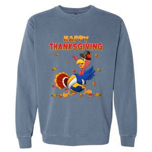 Happy Thanksgiving Turkey Volleyball Ball Autumn Fall Vibes Gift Garment-Dyed Sweatshirt