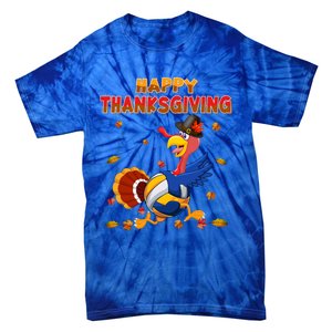 Happy Thanksgiving Turkey Volleyball Ball Autumn Fall Vibes Gift Tie-Dye T-Shirt