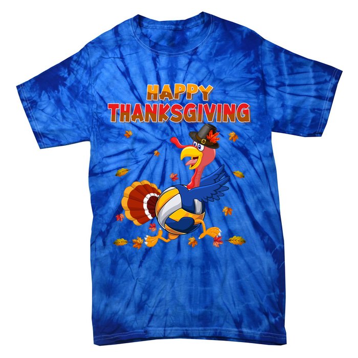 Happy Thanksgiving Turkey Volleyball Ball Autumn Fall Vibes Gift Tie-Dye T-Shirt