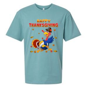 Happy Thanksgiving Turkey Volleyball Ball Autumn Fall Vibes Gift Sueded Cloud Jersey T-Shirt