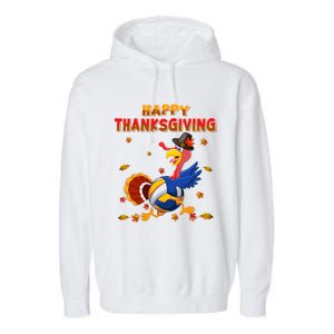 Happy Thanksgiving Turkey Volleyball Ball Autumn Fall Vibes Gift Garment-Dyed Fleece Hoodie