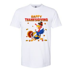 Happy Thanksgiving Turkey Volleyball Ball Autumn Fall Vibes Gift Softstyle CVC T-Shirt