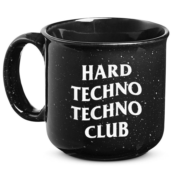 Hard Techno Techno Club X Raver Rave Party Outfit Backprint 15oz Campfire Ceramic Mug