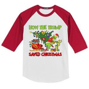 How The Trump Saved Christmas Funny Christmas Trump Kids Colorblock Raglan Jersey