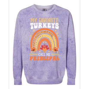 Happy Thanksgiving Turkey Day Blessed School Principal Gift Colorblast Crewneck Sweatshirt