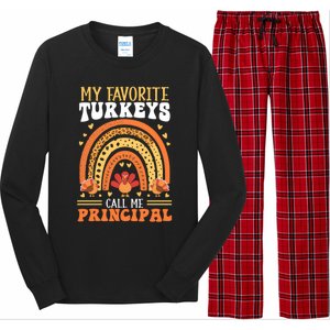 Happy Thanksgiving Turkey Day Blessed School Principal Gift Long Sleeve Pajama Set