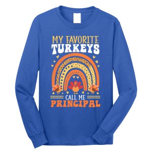 Happy Thanksgiving Turkey Day Blessed School Principal Gift Long Sleeve Shirt