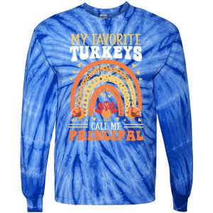 Happy Thanksgiving Turkey Day Blessed School Principal Gift Tie-Dye Long Sleeve Shirt